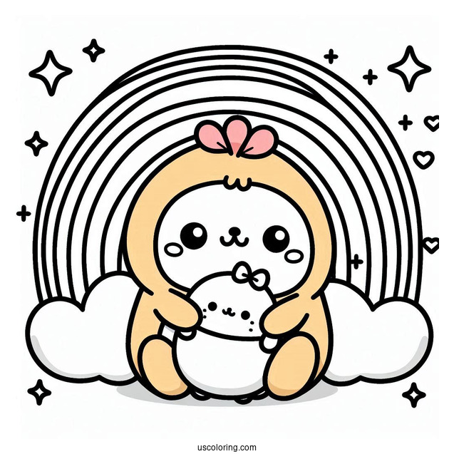 Cute Toy Pompompurin Hugging Rainbow