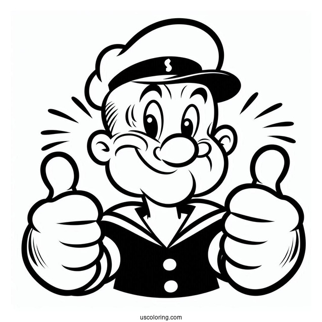 Simple Popeye Coloring Page Giving Two Thumbs Up For Kids
