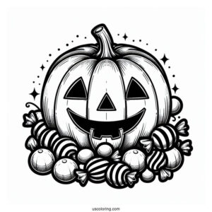Pumpkin Coloring Page Of Jack O Lantern Full Of Candies