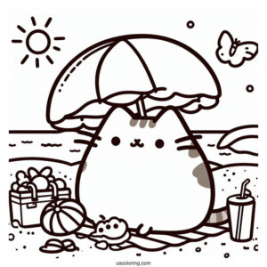 Pusheen At The Beach During Summer