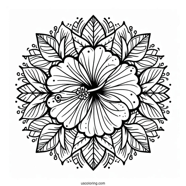 Hibiscus Flower Mandala Coloring Page