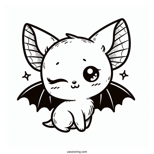 Winking Bat Coloring Page For Kids