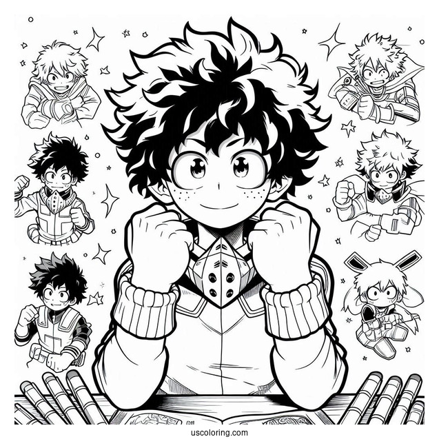 Deku Coloring Page Izuku Midoriya Of My Hero Academia