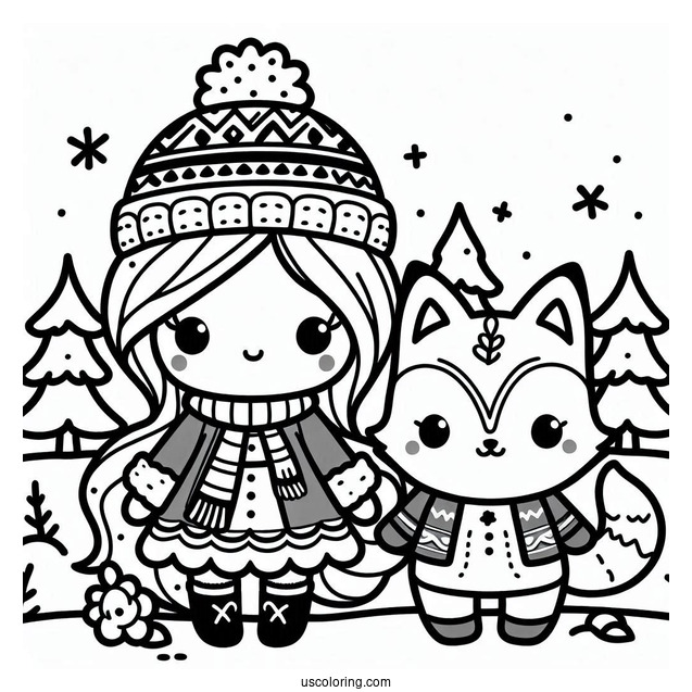 Kawaii North Pole Coloring Page Animals For Kids