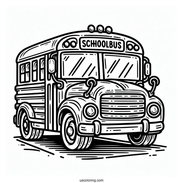 Simple Outline Of School Bus For Preschoolers