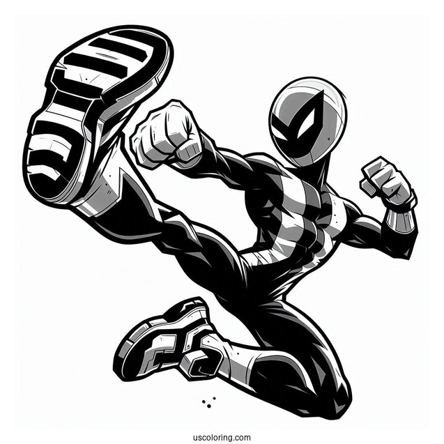 Ben 10 Coloring Page Of Grey Matter Doing High Kick