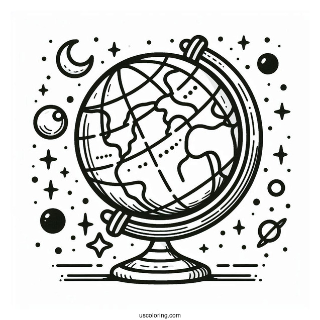 Easy Globe On A Dowel Coloring Page
