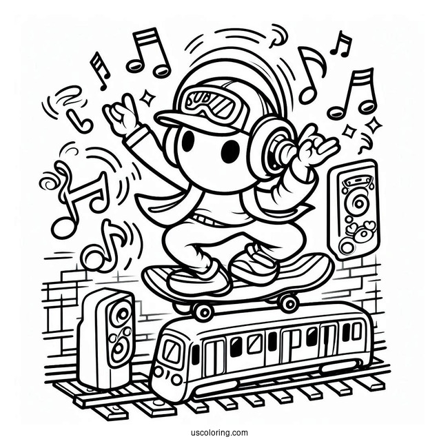 Subway Surfers Coloring Page Fresh Dancing To Stereo Music