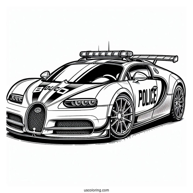 Bugatti Coloring Page Veyron Interceptor Police Car For Kids