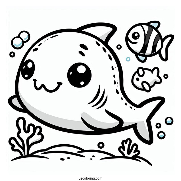 Baby Shark Coloring Page With William For Preschoolers
