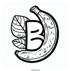B For Banana Coloring Page For Preschoolers