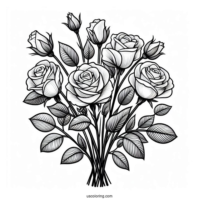 Bouquet Of Roses With Long Stems