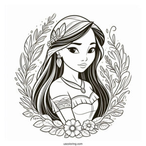 Muland And Pocahontas Coloring Sheet For Kids