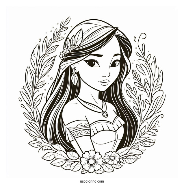 Muland And Pocahontas Coloring Sheet For Kids