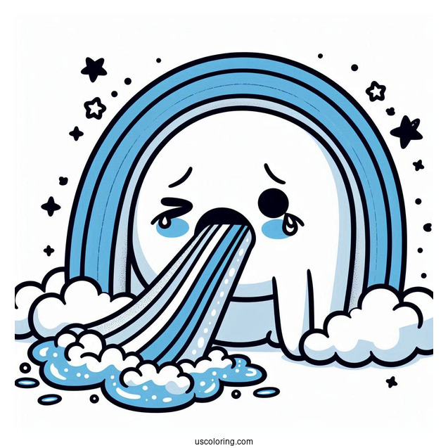 Blue Rainbow Friends Coloring Page Vomiting Rainbow