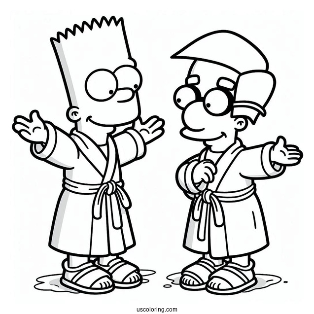 Milhouse And Bart Wearing Robes To Color