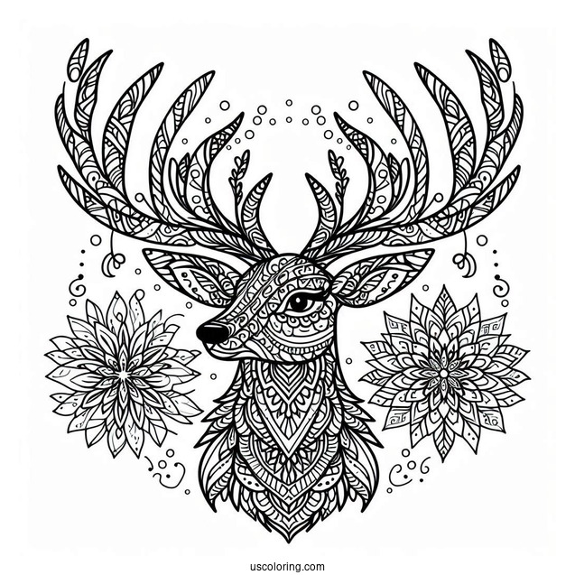 Reindeer Mandala Coloring Sheet For Relaxation