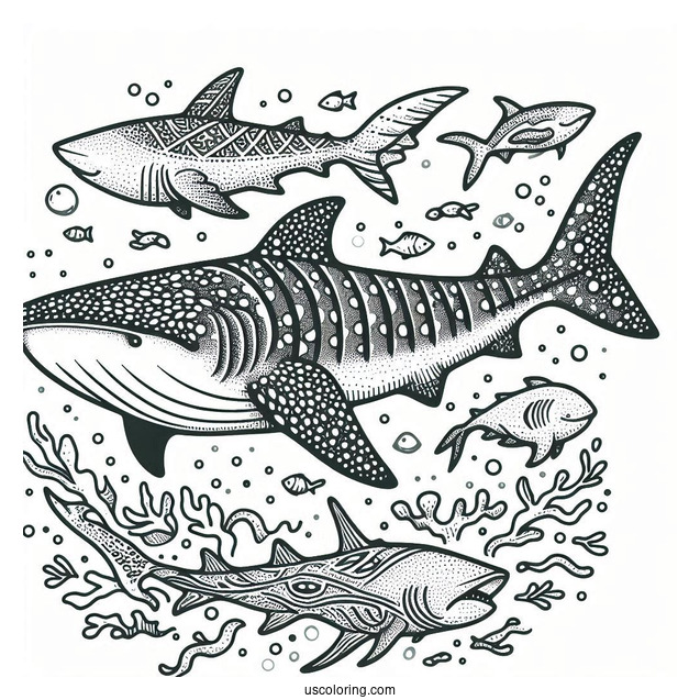 Detailed Whale Shark Coloring Page