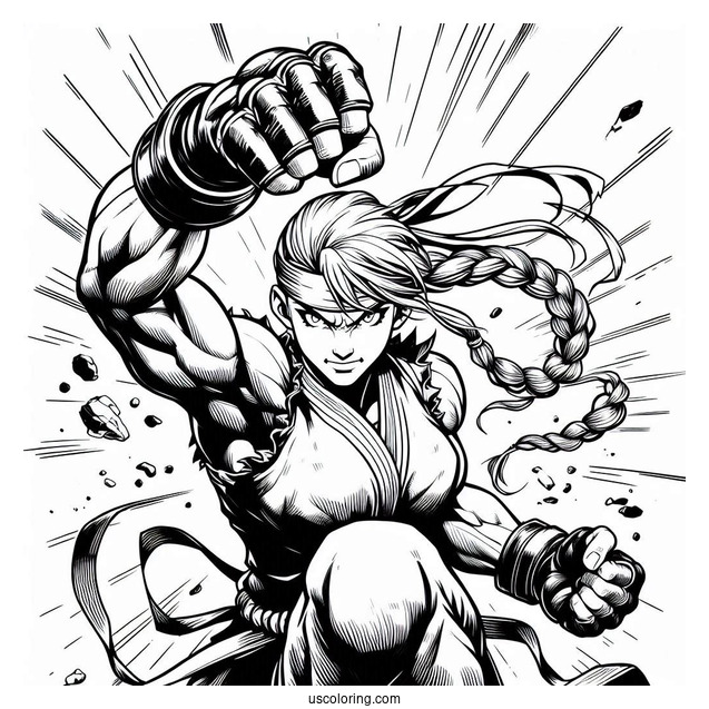 Street Fighter Coloring Page Of Laura Using Her Power