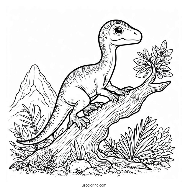 Simple Jobaria Dinosaur Coloring Page Of Climbing Up For Kids
