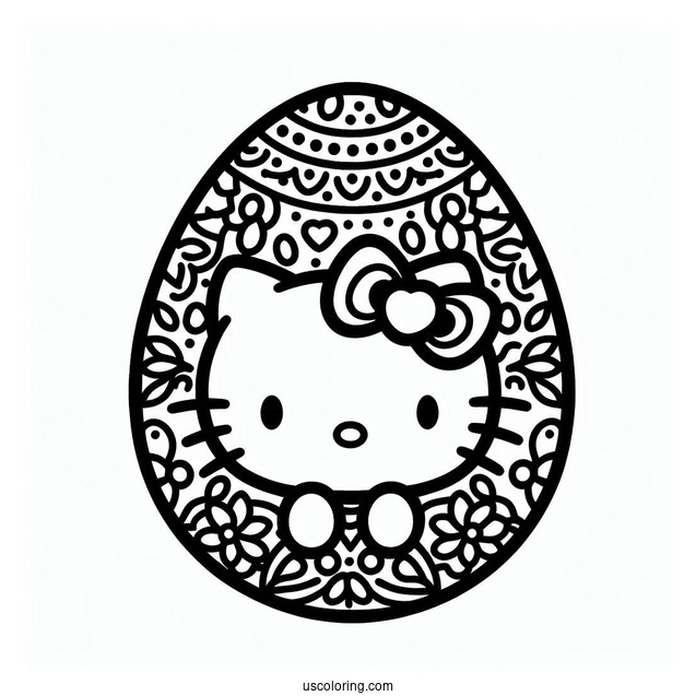 Hello Kitty Design Easter Egg Coloring Page