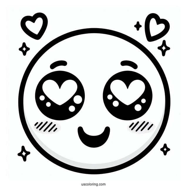Smiling Face With Heart Eyes Emoji Coloring Page For Preschoolers