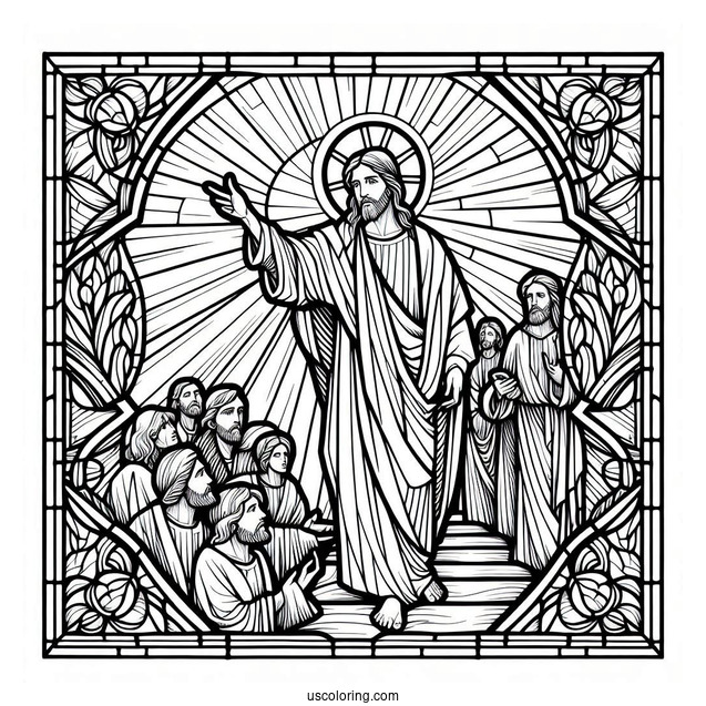 Detailed Jesus Coloring Pages Stained Glass
