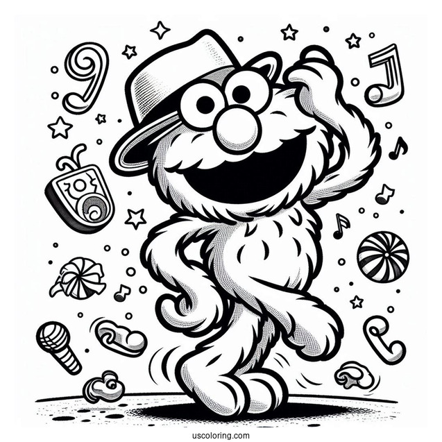 Dancing Elmo Coloring Page