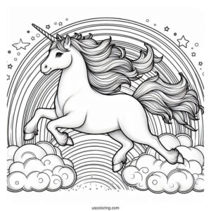 Realistic Looking Unicorn Galloping On a Rainbow