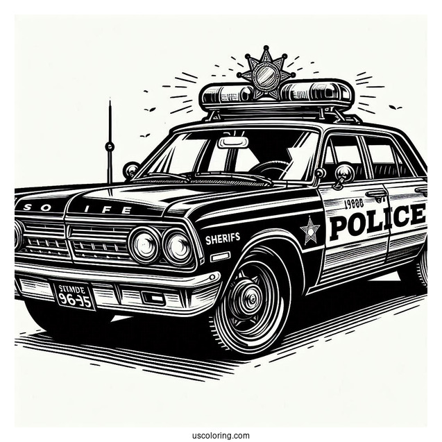 Old School Police Sheriffs Car To Color