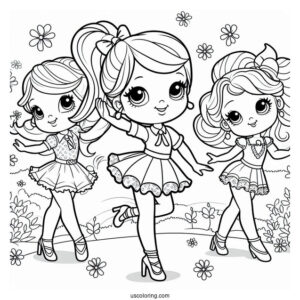 Polly Pocket Coloring Page Dancing With Friends