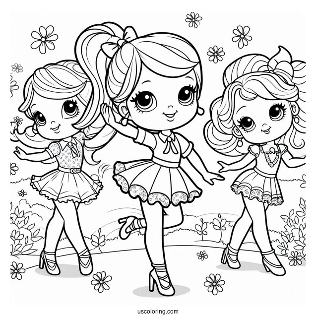 Polly Pocket Coloring Page Dancing With Friends