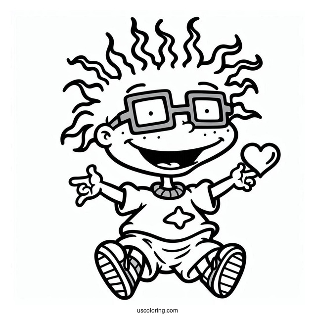 Rugrats Coloring Page Of Simple Chuckie Finster Outline For Kids