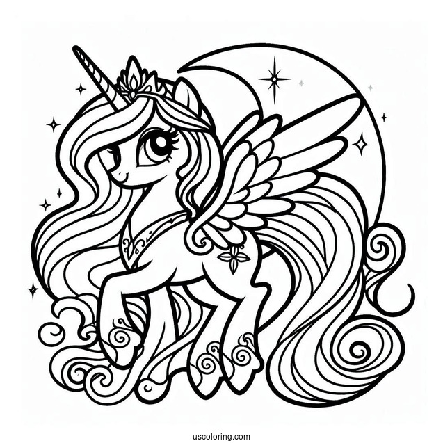 Simple Princess Celestia Coloring Page For Preschoolers