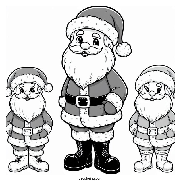Jolly Looking Santa In Red Suits With Black Boots
