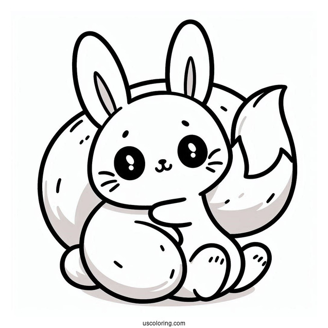 Cream The Rabbit Hugging Tails Coloring Page