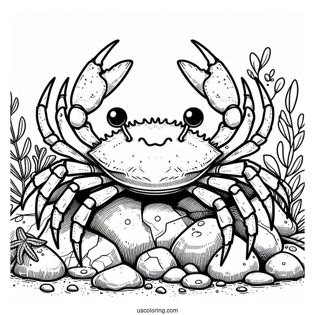 Spider Crab Coloring Page On Rocks