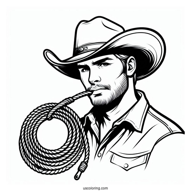 Cowboy Coloring Page With Lasso