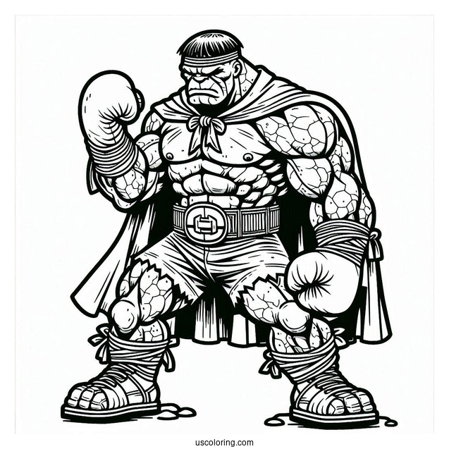 The Hulk Coloring Page Fighting The Thing Ben Grimm