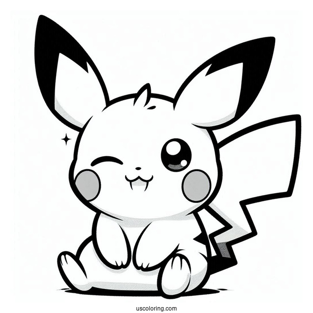 Winking Pichu Coloring Page For Kids
