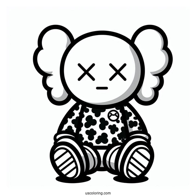 KAWS Coloring Page Companion In Bape Shirt12