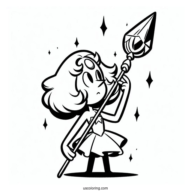 Steven Universe Coloring Page Of Simple Pearl Holding Spear