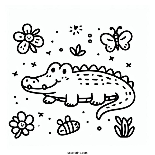 Easy Outline Of a Crocodile For Preschoolers(1)