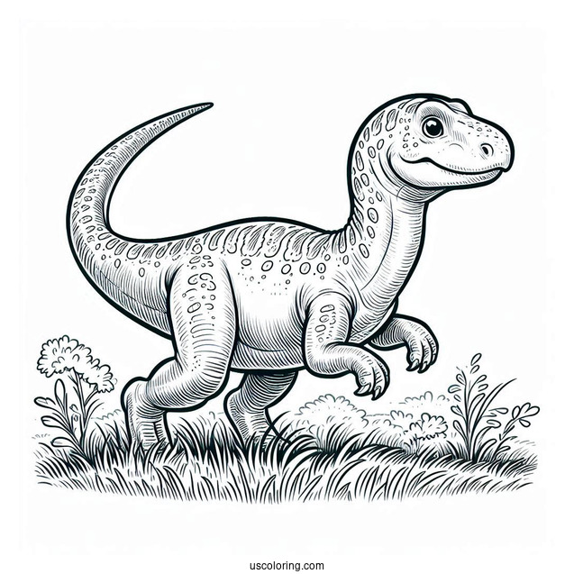 Anchisaurus Dinosaur Coloring Page Of Walking On Grass