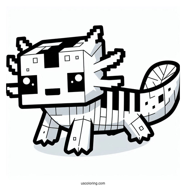 Minecraft Axolotl Coloring Page For Preschoolers