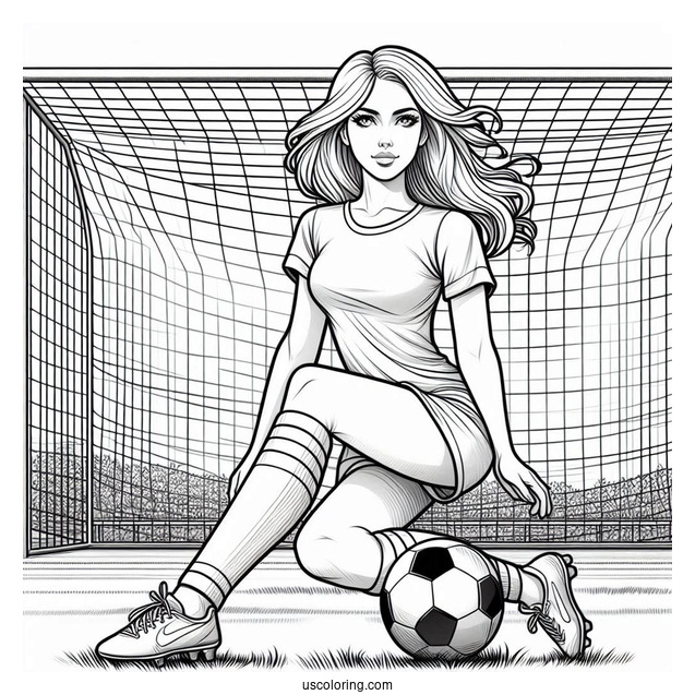 Female Soccer Player In Front Of GoalFemale Soccer Player In Front Of Goal