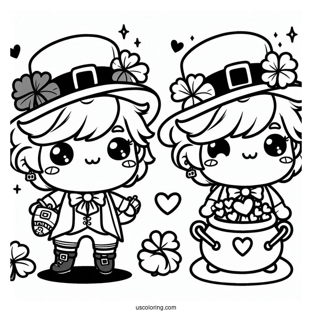 Coloring Page Of Kawaii Leprechaun