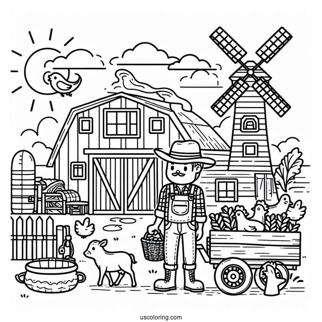 Farmer Coloring Page