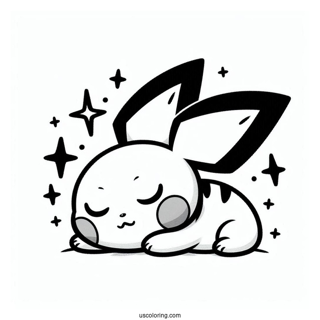 Pichu Coloring Page Sweet Sleeping Face Pokemon Card