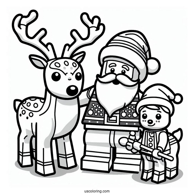 Lego Santa And Reindeer To Color